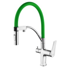 Смеситель Lemark Comfort LM3074C-Green для кухни с гибким изливом, с подключением к фильтру с питьев