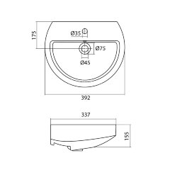 Раковина Santek Аллегро, 400 мм, белая (1.WH30.1.950)