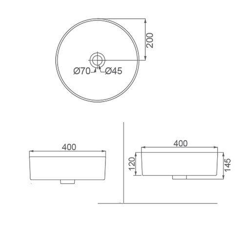 Раковина-чаша Creo Ceramique 400х400х120 накладная, круглая, керамика, серый матовый (PU3100SG)