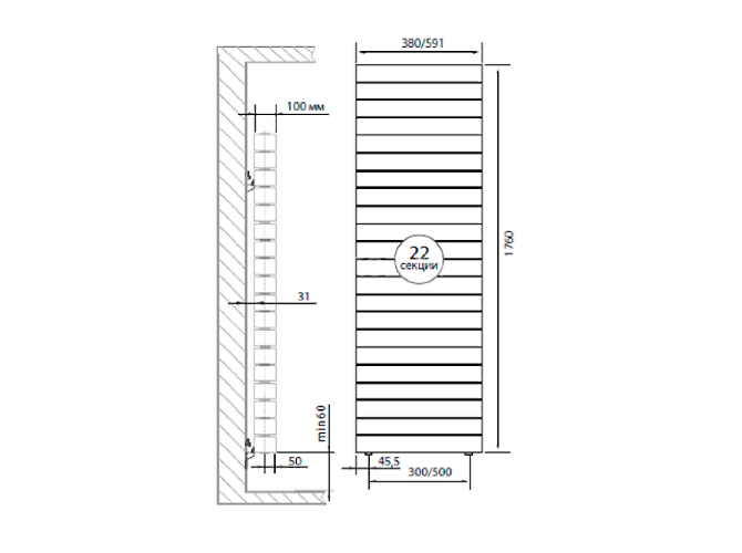 Биметаллический радиатор Royal Thermo PianoForte Tower 500/100-22 (Silver Satin)