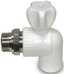Кран радиаторный PPR угловой D25х1/2" Aquapipe