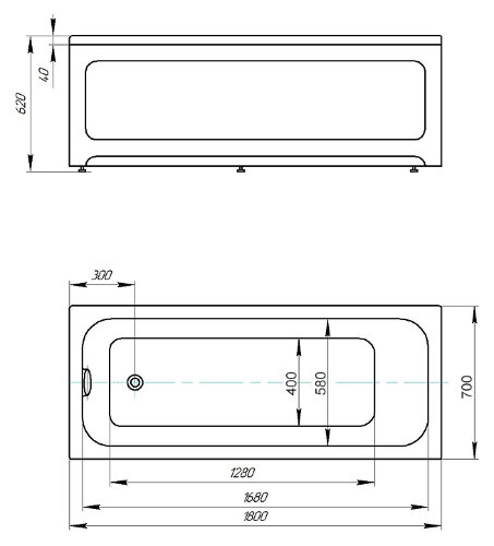 Ванна акриловая AZARIO BELLA прямоугольная 180*70 см (AV.0023180)