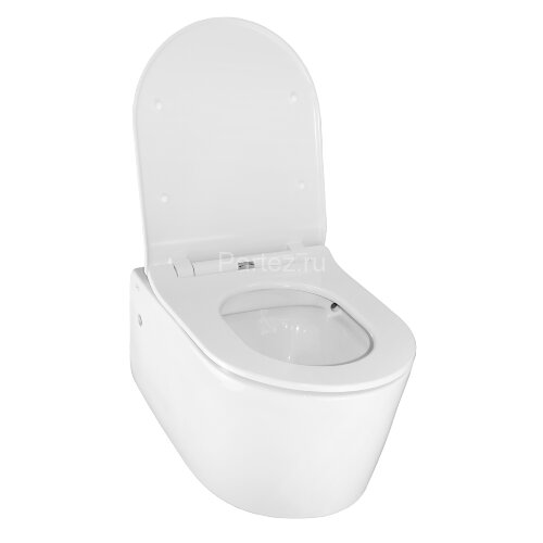 Унитаз подвесной Creo Ceramique RENNES 550х365х370, безободковый с тонким сидением микролифт (RE1100