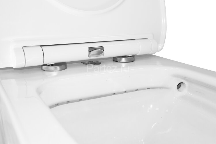 Унитаз подвесной Creo Ceramique RENNES 550х365х370, безободковый с тонким сидением микролифт (RE1100