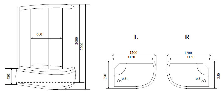 Timo Lux T-7720 Р L душевая кабина (120*85*220*), шт