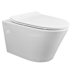 Унитаз подвесной Creo Ceramique 360х520х365 с системой смыва &quot;Tornado&quot;, в комплекте с быстросъемным 