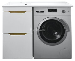 Комплект тумба с раковиной AZARIO Magenta 110 левая под стиральную машину (46) белая (CS00078394)