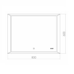 Зеркало Azario VOLL-4 800х600 c подсветкой и диммером, сенсор выкл+часы (ФР-00001399)