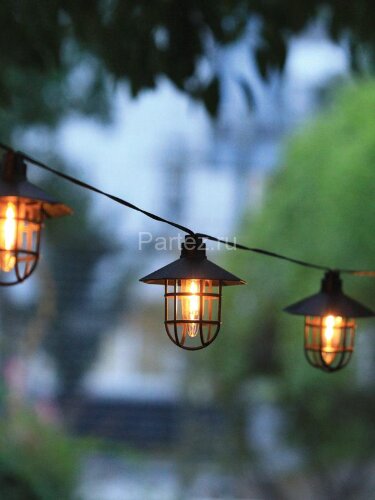 Гирлянда светодиодная садовая 2.8м 8 фонарей на солнечной панели литиевый аккум. 3.7В 600мА.ч 14500 