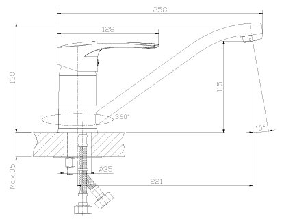 Смеситель Rossinka T40-21 для кухни