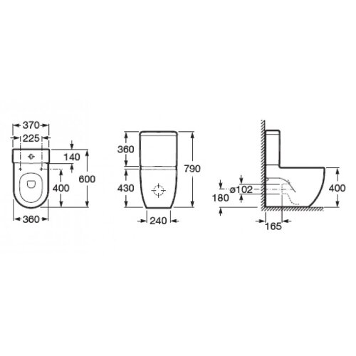 Чаша к унитазу Roca MERIDIAN-N, двойной выпуск, 600 мм
