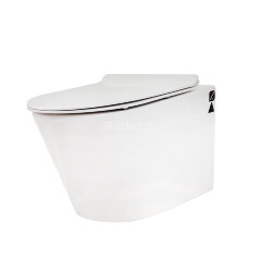 Унитаз подвесной безободковый MLN-1104 (белый глянцевый), крышка дюропласт