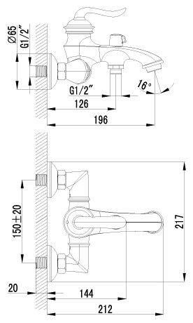 Смеситель Lemark Brava LM4712G для ванны