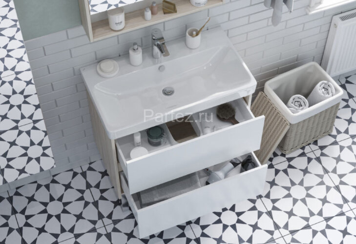 Тумба под раковину AQUATON Сканди 80 белый, дуб верона (1A283001SDB20)