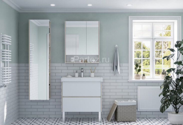 Тумба под раковину AQUATON Сканди 80 белый, дуб верона (1A283001SDB20)