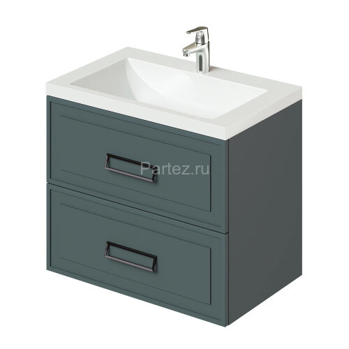 Комплект тумба Итана Pino 75 (744х474х640) подвесная, с раковиной Alisa 75 Веллюто, авокадо (CS00090