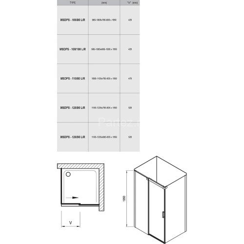 Душевой уголок Ravak Matrix MSDPS 110x80 L профиль Белый стекло Transparent (0WLD4100Z1)