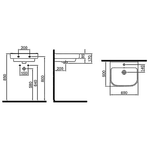 Раковина подвесная KALE LOFT 600х500 керамика (310200200446)