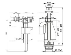 Выпускной комплект Alcaplast с двойной кнопкой, впускной механизм А17, подключение 1/2" (SA08S 1/2"