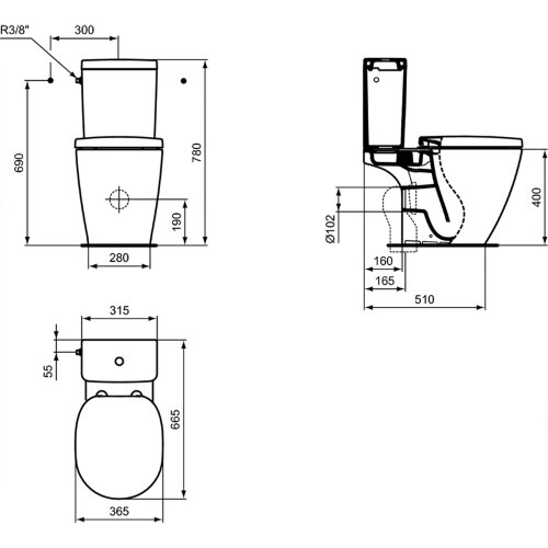 Чаша унитаза Ideal Standard Connect без бачка и сиденья (E042901)