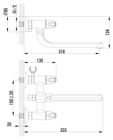 Смеситель для ванны Lemark Lotus LM2702C