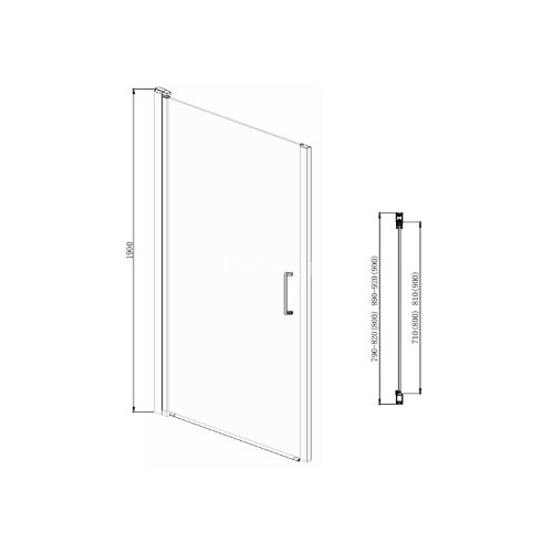 Душевая дверь Azario Alberta распашная 90х190, толщина полотна 6мм универсальная, цвет профиля хром