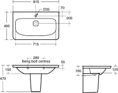 Раковина Ideal Standard TONIC II 80 см, керамическая накладка слива, белая (K087901)