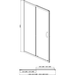 Душевая дверь Azario MILTON раздвижная 120х200, толщина полотна 6мм универсальная, цвет профиля серебро