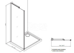Душевое ограждение Roca Metropolis боковая часть 800х1950 прозрачное стекло, профиль хром (MP3508012M)