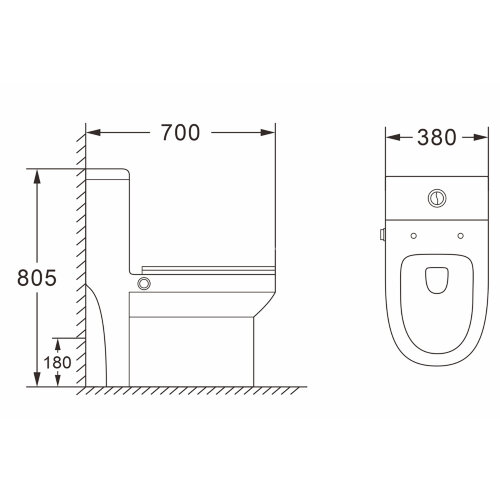 Унитаз-моноблок AZARIO BRUSCO 700x380x805 напольный, со встроенной функцией биде, в комплекте с сиде