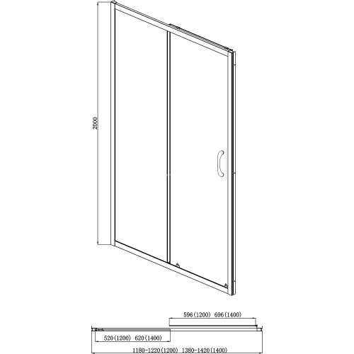 Душевая дверь Azario MILTON раздвижная 140х200, толщина полотна 6мм универсальная, цвет профиля серебро