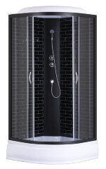 Душевая кабина Loranto 100х100х215 поддон 25 см черный кирпичный узор, серое стекло 4мм профиль черный (CS-6610-25GB 100)