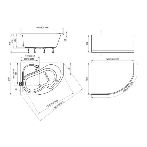 Ванна акриловая Ravak ROSA 160x105, правая, белая (CL01000000)