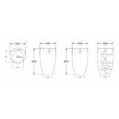 Раковина напольная Azario COMELLA 500х500х830 отдельностоящая круглая, черный матовый (AZ-311MB)