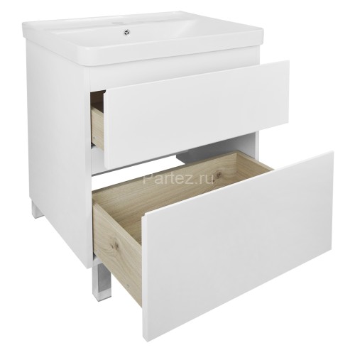 Комплект тумба Azario Мила 60Н 610х480х850 напольная, с раковиной Monte 60, белый матовый (CS0008583