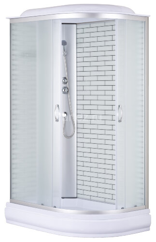 Душевая кабина Loranto 120х80х215 поддон 20 см, белый кирпичный узор, стекло 4 мм, профиль хром (CS-66120-20L FW 120)