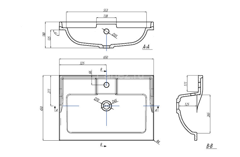 Раковина AQUATON Фабиа 650, белая (1A708731FB010)