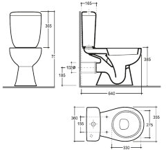 Унитаз-компакт Керамин Позитано ЖС Инкоэр 750х640х360 напольный, с жестким сиденьем, с двухрежимной