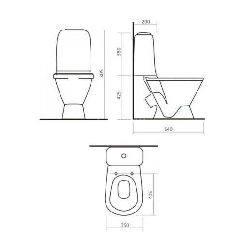 Унитаз-компакт Sanita Самарский с сиденьем и сливной арматурой, белый (WC.CC/Samarsky/2-TM/WHT.G/S1)