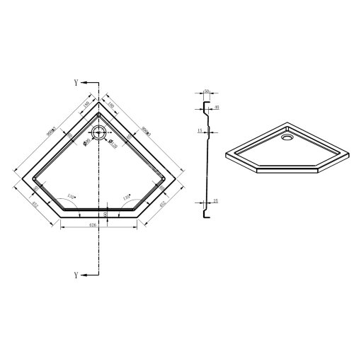 Поддон акриловый Loranto 90х90х5 в комплекте с сифоном (CS-22113)