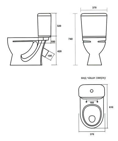 Унитаз-компакт Sanita Стандарт Эконом с сиденьем стандарт (WC.CC/Standart/1-P/WHT.G/S1)