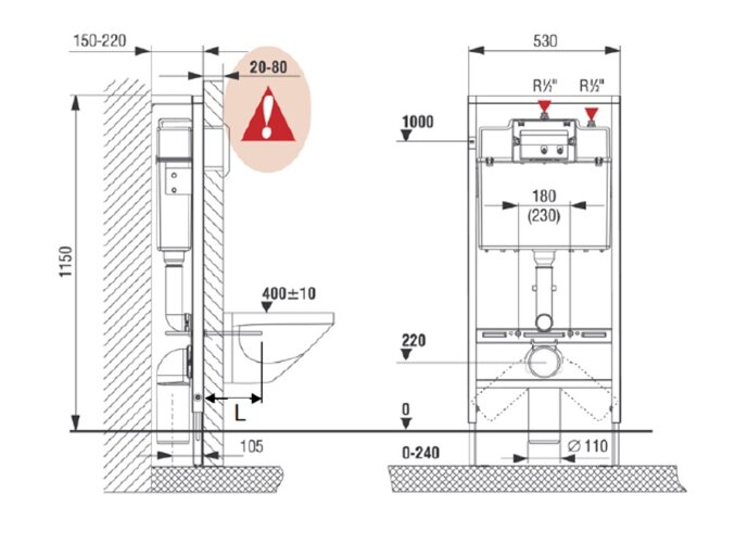ПЭК: Roca MERIDIAN 480 мм унитаз + сиденье с микролифтом + инсталляция + кнопка