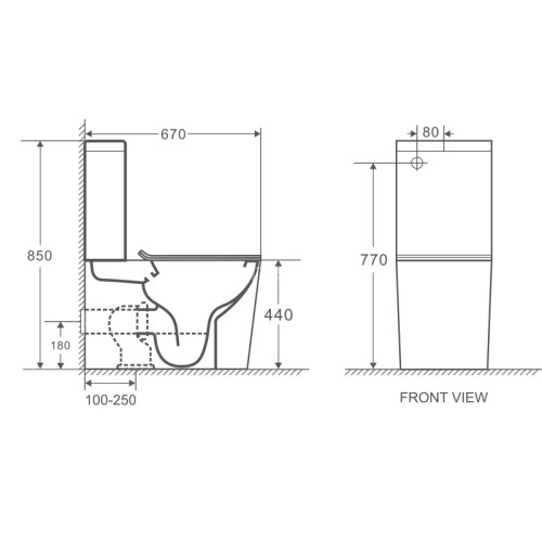 Унитаз-компакт Azario Maro 670x380x850 напольный, безободковый, с бачком и сиденьем микролифт (AZ-21