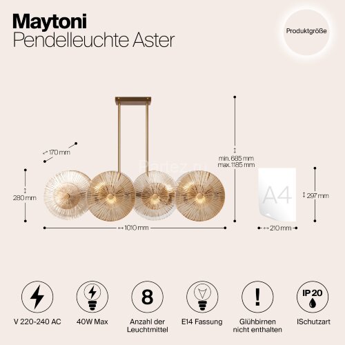 Потолочная люстра Maytoni MOD007PL-08G1
