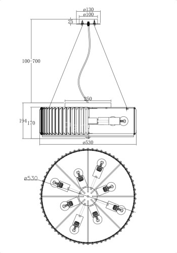 Подвесная люстра Maytoni MOD080CL-08CH