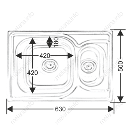 Мойка 6350S MELANA 0,8/180 1,5-я чаша врезная прямоугольная с сифоном (226 t *10)