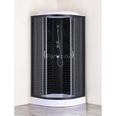 Душевая кабина Loranto 100х100х215 поддон 13см, черный кирпичный узор, прозрачное стекло 4мм, профиль черный (CS661013GB100)