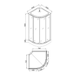 Душевая кабина Loranto 100х100х215 поддон 13см, черный кирпичный узор, прозрачное стекло 4мм, профиль черный (CS661013GB100)
