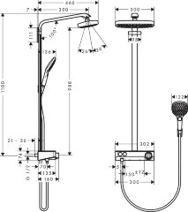 Hansgrohe 27126400 Raindance Select E 300 2jet Showerpipe, 1/2, белый/хром