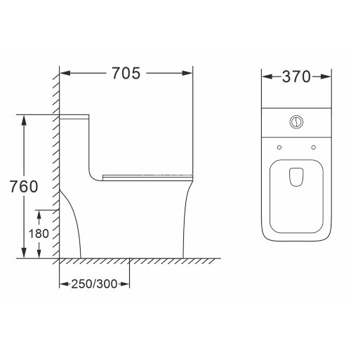 Унитаз-моноблок Azario GRESSA 705х370х760 напольный, безободковый, в комплекте со смывным механизмом
